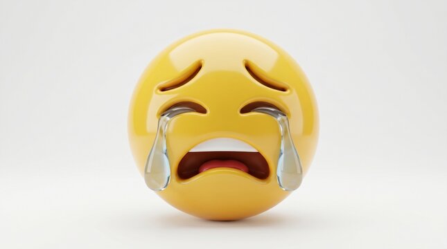 The crying face emoji expresses sadness and despair dramatically with tears.