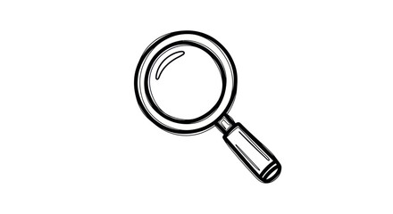 Hand-drawn magnifying glass icon, sketch style, isolated on white background, search symbol © Jadah