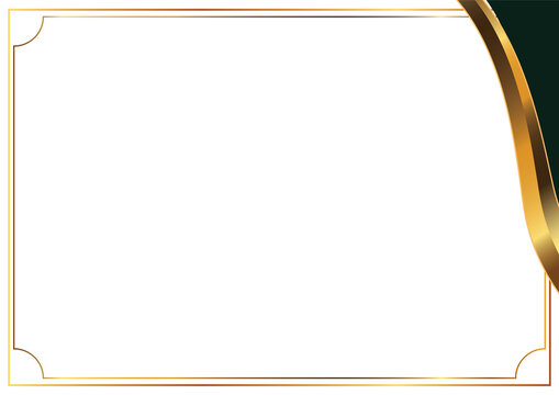 A minimalist golden frame certificate background design with dark green and gold corner