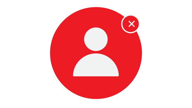 User icon with close button danger sign alert sign error sign notification sign silhouette notification interface isolated management