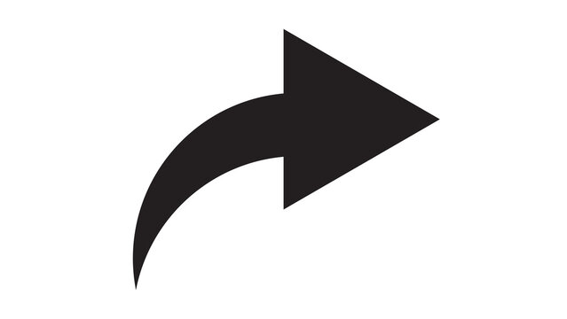 Share icon with curved arrow social media movement forward direction movement communication connection interface transfer distribution outbound logistic mobility progress isolated