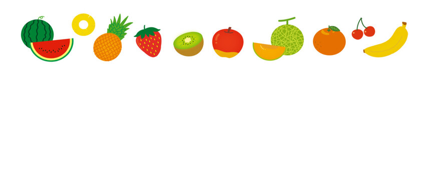 様々なフルーツのイラスト背景素材|デコレーション向け素材/Various fruit illustration background materials