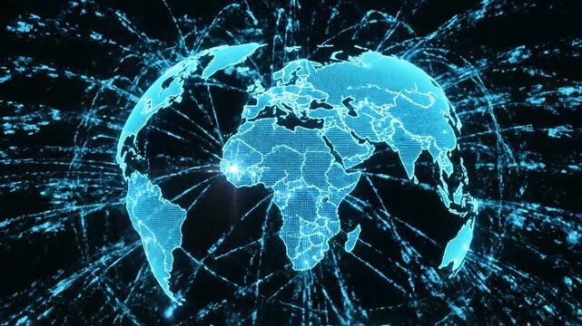 Digital globe with glowing connections symbolizing the digital age and smart tech evolution