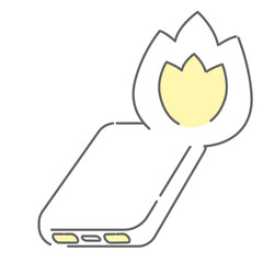 シンプルなモバイルバッテリー発火の線画イラスト © 帰路 ひび乃