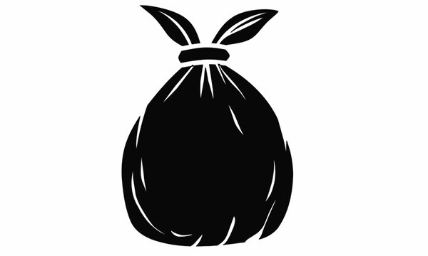 Silhouette Pouch. Drawstring Bag. Minimal Hand Drawn Vector Style.