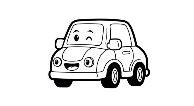 Smiling cartoon car illustration.