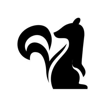 Stylized Black Squirrel Silhouette Icon Logo Vector