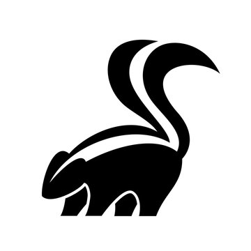 Stylized Black and White Skunk Icon Isolated Vector Illustration