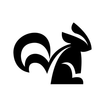 Stylized Black Squirrel Silhouette Logo Design