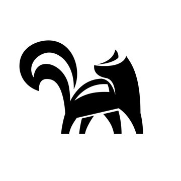 Stylized Skunk Silhouette Logo Design - Minimalist Black and White Vector Graphic