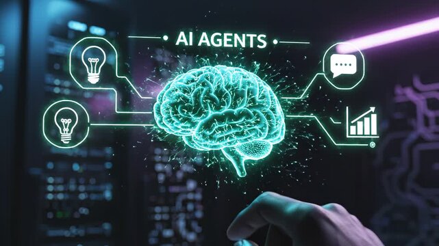 AI brain and hand interaction symbolizing the digital age and smart tech evolution