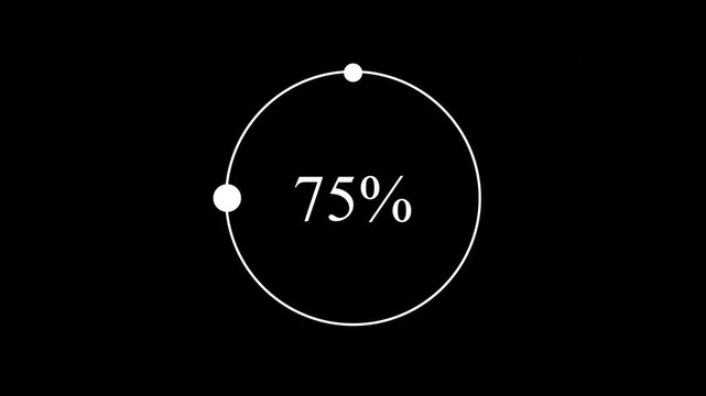 loading 75 percent line progress loop Animation video transparent background with alpha channel.