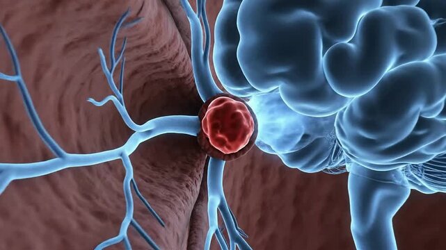 Detailed Close-Up Animation of Bacteria Flowing Through Human Bloodstream Illustrating Intricate Cellular Movement and Structure