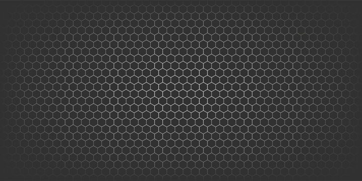 Gray hexagonal mesh texture background with metallic honeycomb pattern. 