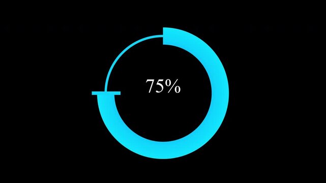 loading 75 percent line progress loop Animation video transparent background with alpha channel.