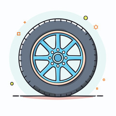 Obraz premium Illustration of a Car Tire and Rim