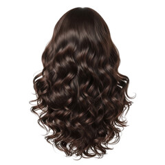 Naklejka premium voluminous dark brown wavy hair with natural curls isolated on transparent background