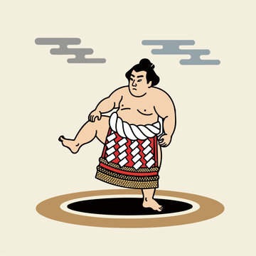 Vector cartoon of a tough sumo athlete