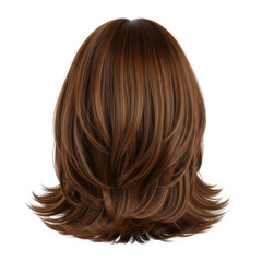 Fototapeta premium Realistic brown layered bob haircut wig for women isolated on transparent background