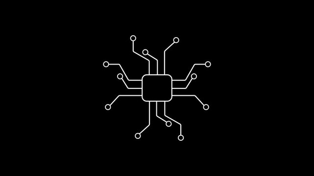 Computer processor digital AI logo with futuristic technology . Chat with AI or chip 3d artificial intelligence technology. Machine Learning, Neural Network, Digital Connections.