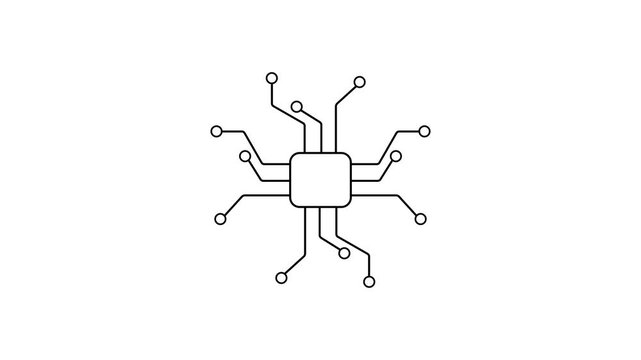 Computer processor digital AI logo with futuristic technology . Chat with AI or chip 3d artificial intelligence technology. Machine Learning, Neural Network, Digital Connections.