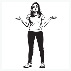 Obraz premium confused girl gestured with her raised hand