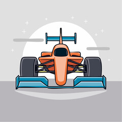Obraz premium Orange Formula 1 Race Car Illustration