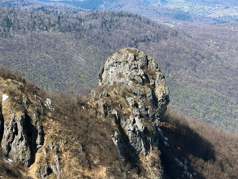 View of the Ogulin-Modru&scaron;ka valley area and Velika Kapela mountain from Klek - Ogulin, Croatia (Pogled na područje Ogulinsko-modru&scaron;ke udoline i planinu Veliku Kapelu sa Kleka - Ogulin, Hrvatska)