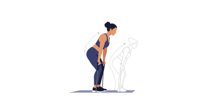 Woman performing resistance band deadlifts for glutes and hamstrings