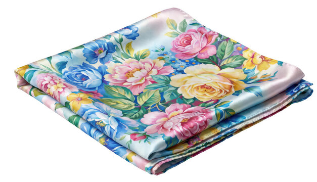 Floral Fabric Napkin Isolated on Transparent Background