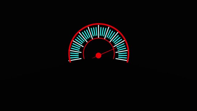 Simple futuristic 2D speedometer HUD UI element animation. The arrow moves realistically.HD Video,