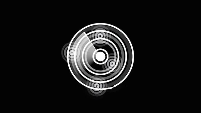 A stark white target or radar scope design against a completely black background,4k Video,