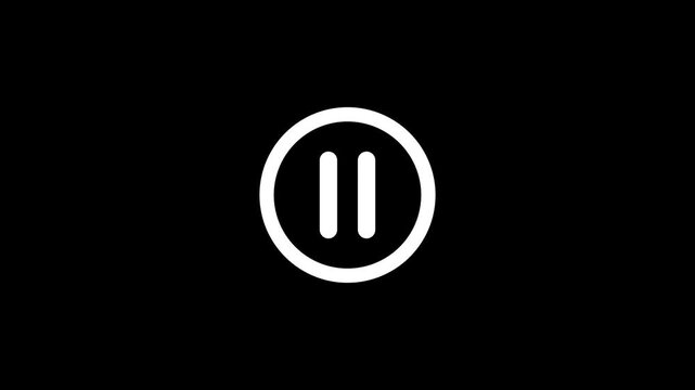 White Pause Button Icon on Black Background pause icon video player