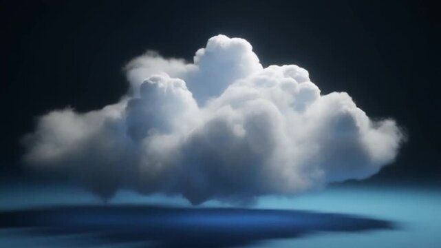 Cinematic wide video of a floating cloud arch gracefully drifting in midair, rendered in 3D with lifelike soft shadow interactions