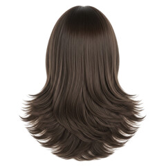 Fototapeta premium long straight brunette hair with natural waves isolated on transparent background