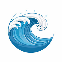 Naklejka premium Stylized Blue Ocean Wave Illustration
