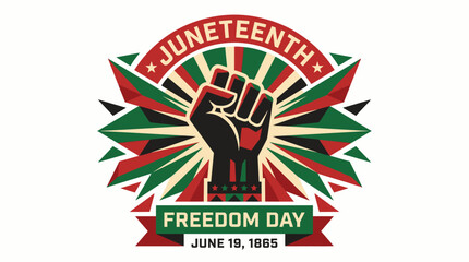 Fototapeta premium Juneteenth Freedom Day Celebration with Fist Emblem and Vintage Style - June 19, 1865