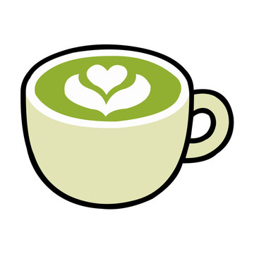 matcha latte cup flat vector icon