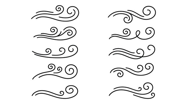 Elegant Hand Drawn Swirls and Flourishes Vector Set for Decorative Design Elements