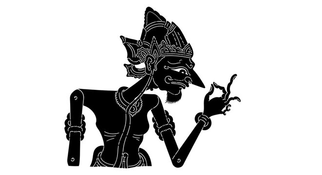 Indonesian Wayang Kulit Shadow Puppet Silhouette, Traditional Performance Art