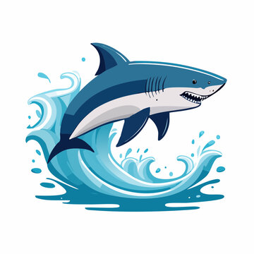Cartoon Shark Jumping Out of Water