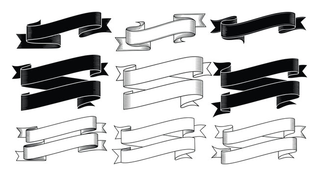 Classic engraved ribbons collection for certificates awards and elegant document embellishments