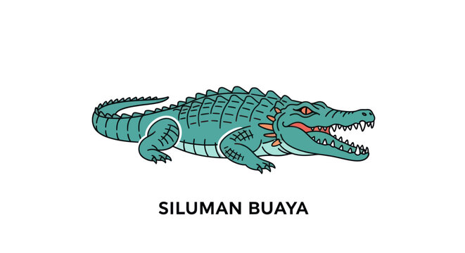 Cartoon Crocodile with Open Mouth on White Background