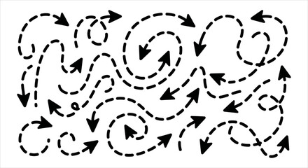 Fototapeta premium Diverse dotted arrow collection illustrating directionality and path concepts