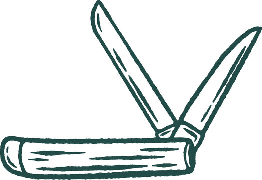 Vintage Folding Pocket Knife Illustration