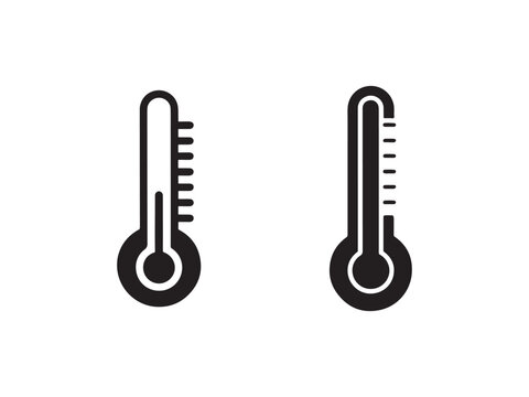 Two black thermometer icons on white background  temperature measurement symbols