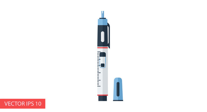 Medical Insulin Pen Injector with Cap, Diabetes Treatment, Health Care Equipment