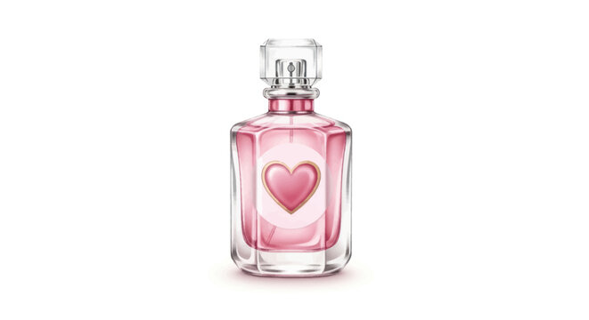 Elegant Pink Perfume Bottle with Heart Emblem - Luxury Fragrance