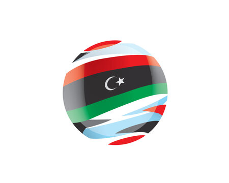 The Libyan flag in an abstract sphere