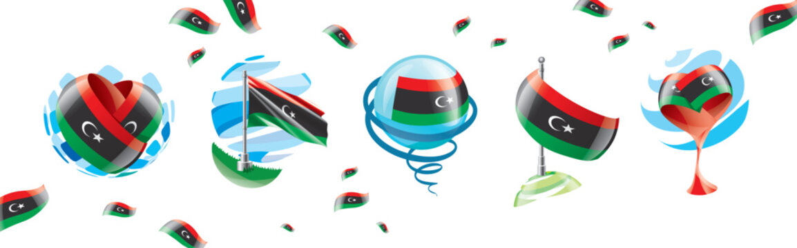 Vector set of the Libyan flag in various creative designs